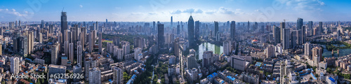 Aerial photography of modern architectural landscape in Wuhan CBD  China