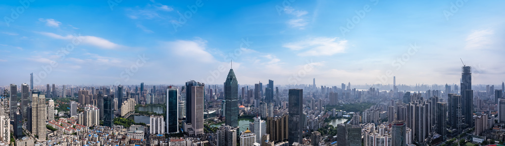 Fototapeta premium Aerial photography of modern architectural landscape in Wuhan CBD, China