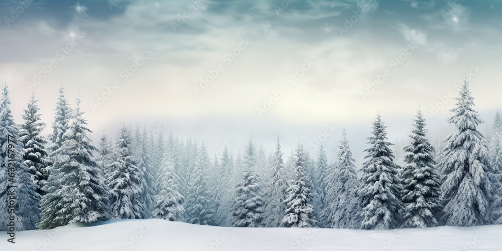 Obraz premium AI Generated. AI Generative. Merry christmas xmas new year winter holiday forest landscape. Graphic Art
