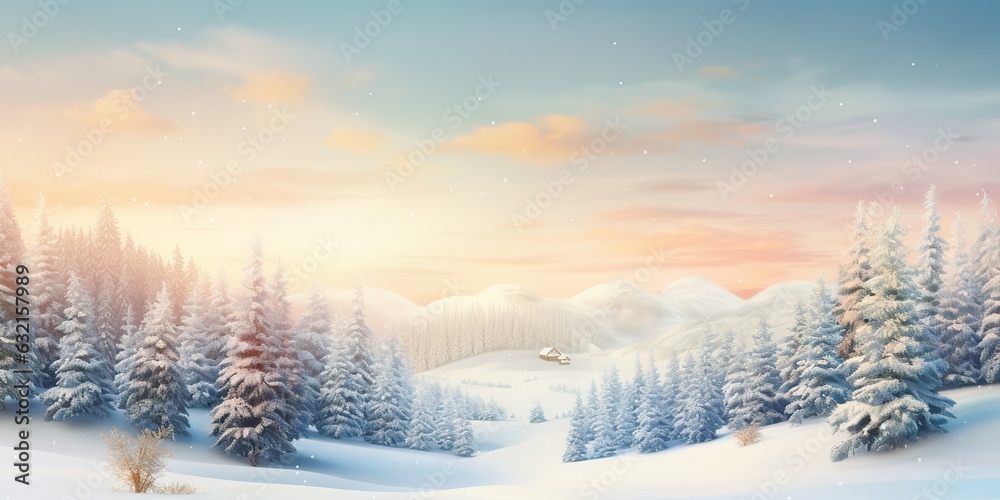 custom made wallpaper toronto digitalAI Generated. AI Generative. Merry christmas xmas new year winter holiday forest landscape. Graphic Art