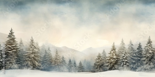 AI Generated. AI Generative. Merry christmas xmas new year winter holiday forest landscape. Graphic Art © AkimD