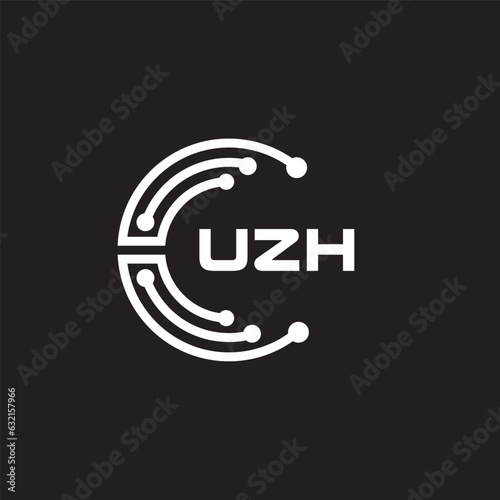 UZHletter technology logo design on black background. UZHcreative initials letter IT logo concept. UZHsetting shape design
 photo