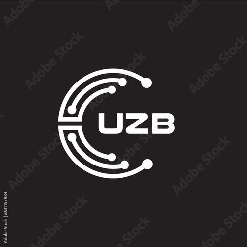 UZBletter technology logo design on black background. UZBcreative initials letter IT logo concept. UZBsetting shape design 