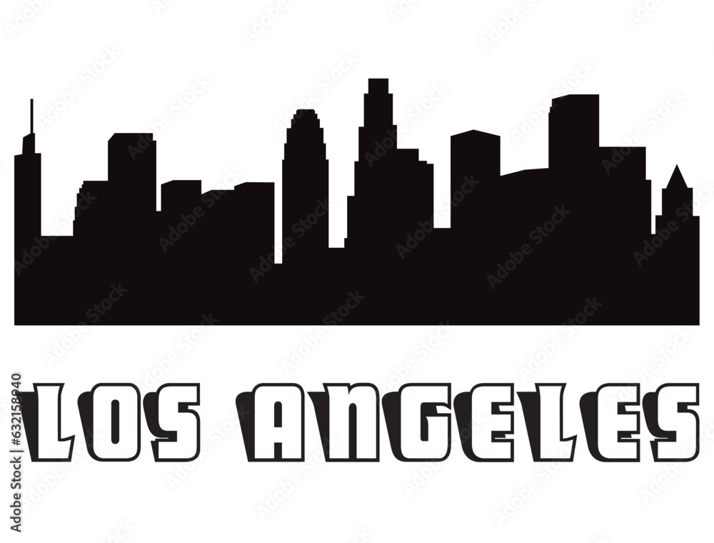 Los Angeles skyline silhouette vector art
