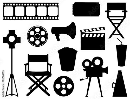 Set of Movie Elements silhouette vector art