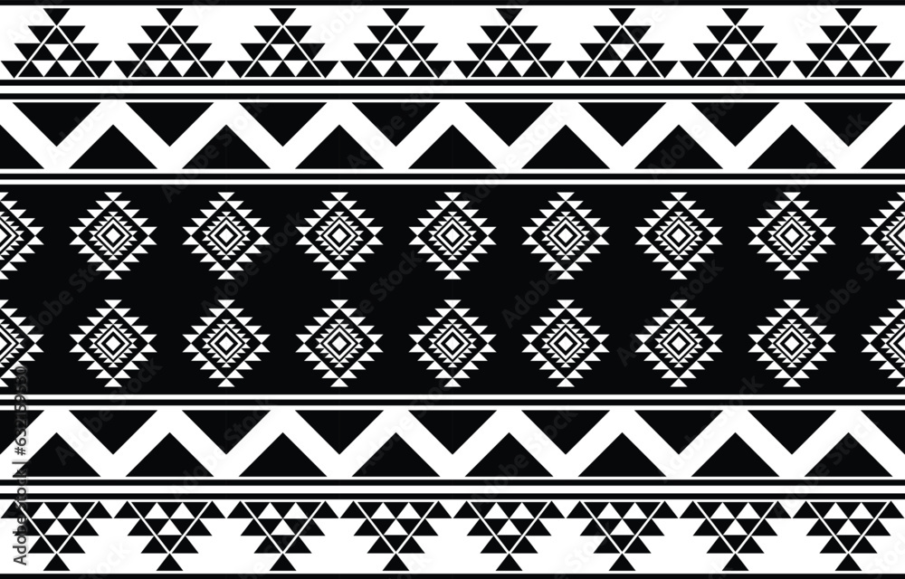 aztec seamless pattern.  rug textile print texture Tribal design, geometric symbols for logo, cards, fabric decorative works. traditional print vector illustration. on black and white background.