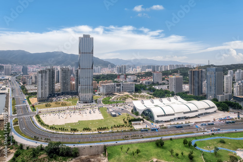 Aerospace Lianyungang City Coastline landscape panoramic view