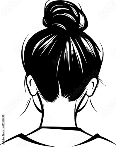 Messy Bun | Minimalist and Simple Silhouette - Vector illustration