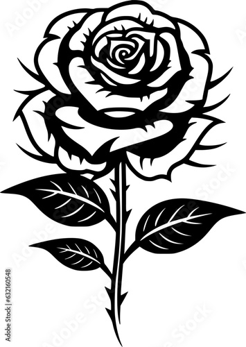 Rose | Black and White Vector illustration