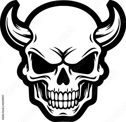 Skull - Black and White Isolated Icon - Vector illustration