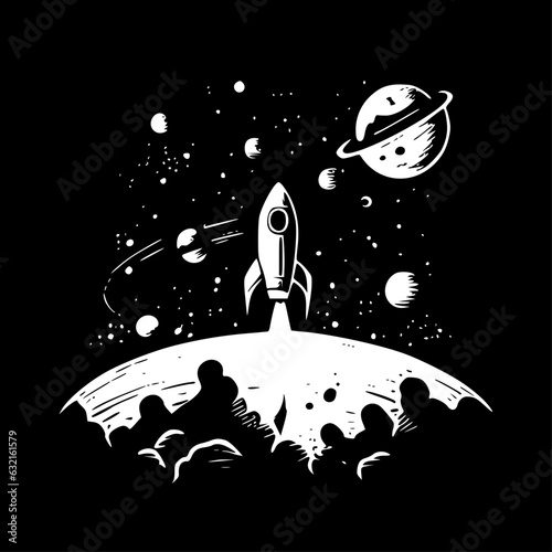 Space - Black and White Isolated Icon - Vector illustration