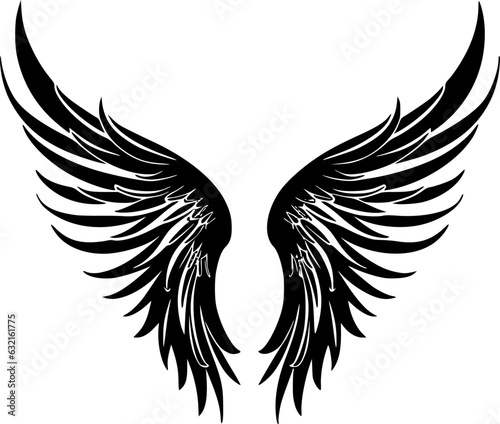 Angel Wings - Black and White Isolated Icon - Vector illustration
