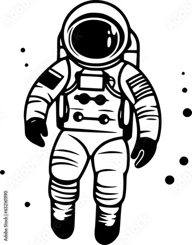 Astronaut - Black and White Isolated Icon - Vector illustration