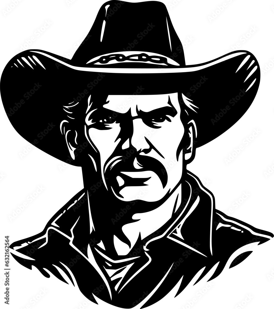 Cowboy | Black and White Vector illustration