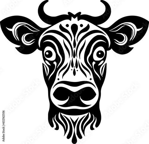 Cow | Black and White Vector illustration