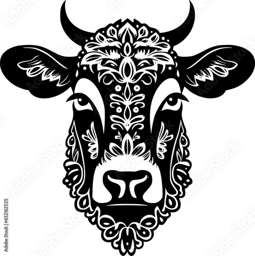Cow | Black and White Vector illustration