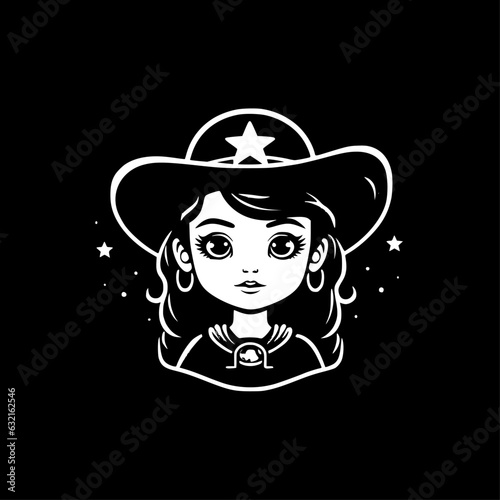 Cowgirl - Black and White Isolated Icon - Vector illustration