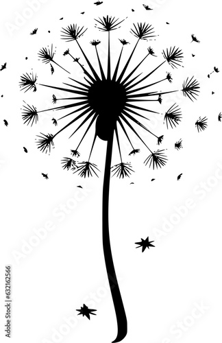 Dandelion - Black and White Isolated Icon - Vector illustration