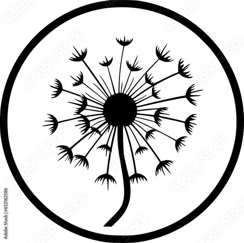 Dandelion - Black and White Isolated Icon - Vector illustration