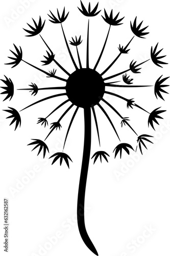 Dandelion | Black and White Vector illustration