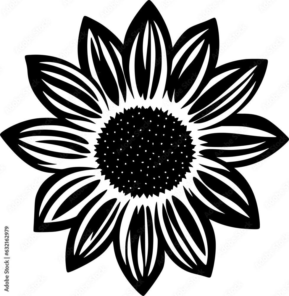 Flower | Black and White Vector illustration