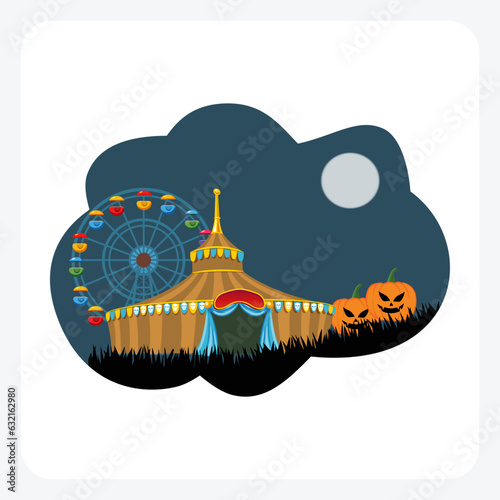 Spooky carnival with ghostly rides

