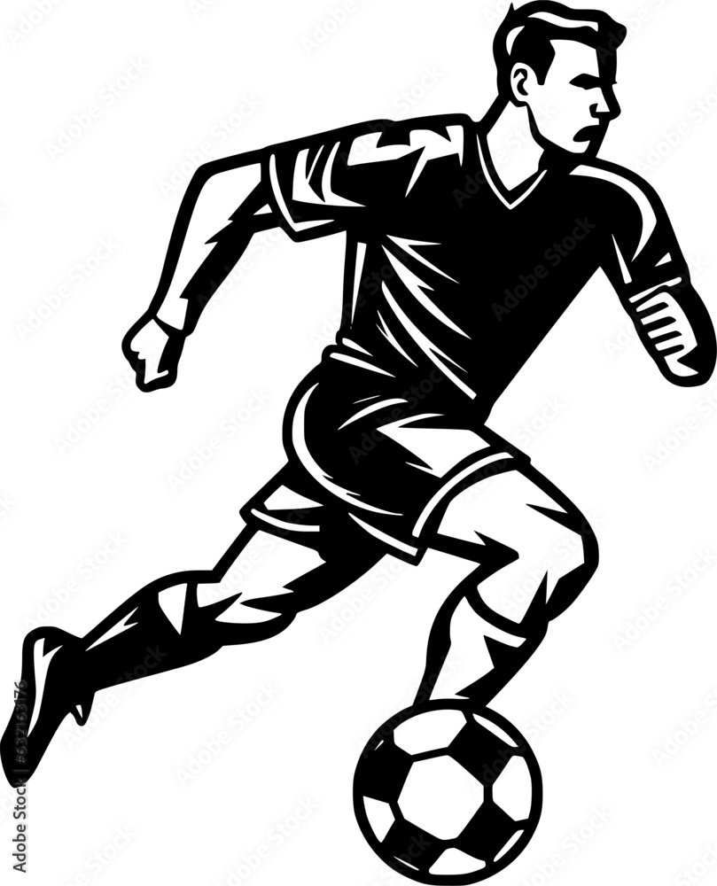 Football - Black and White Isolated Icon - Vector illustration