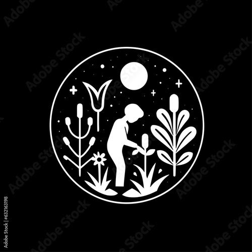 Garden - Black and White Isolated Icon - Vector illustration