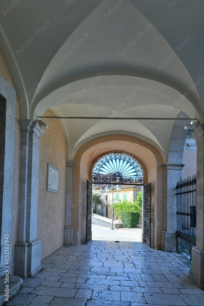 The entrance to the town hall in Buccino, a medieval village in the province of Salerno, Italy.