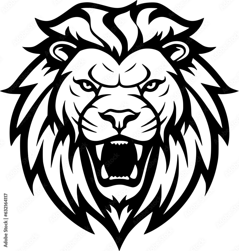 Obraz premium Lion | Black and White Vector illustration