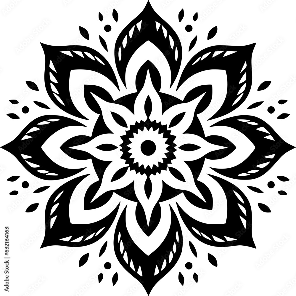 Mandala - Black and White Isolated Icon - Vector illustration Mandala - Black and White Isolated Icon - Vector illustration