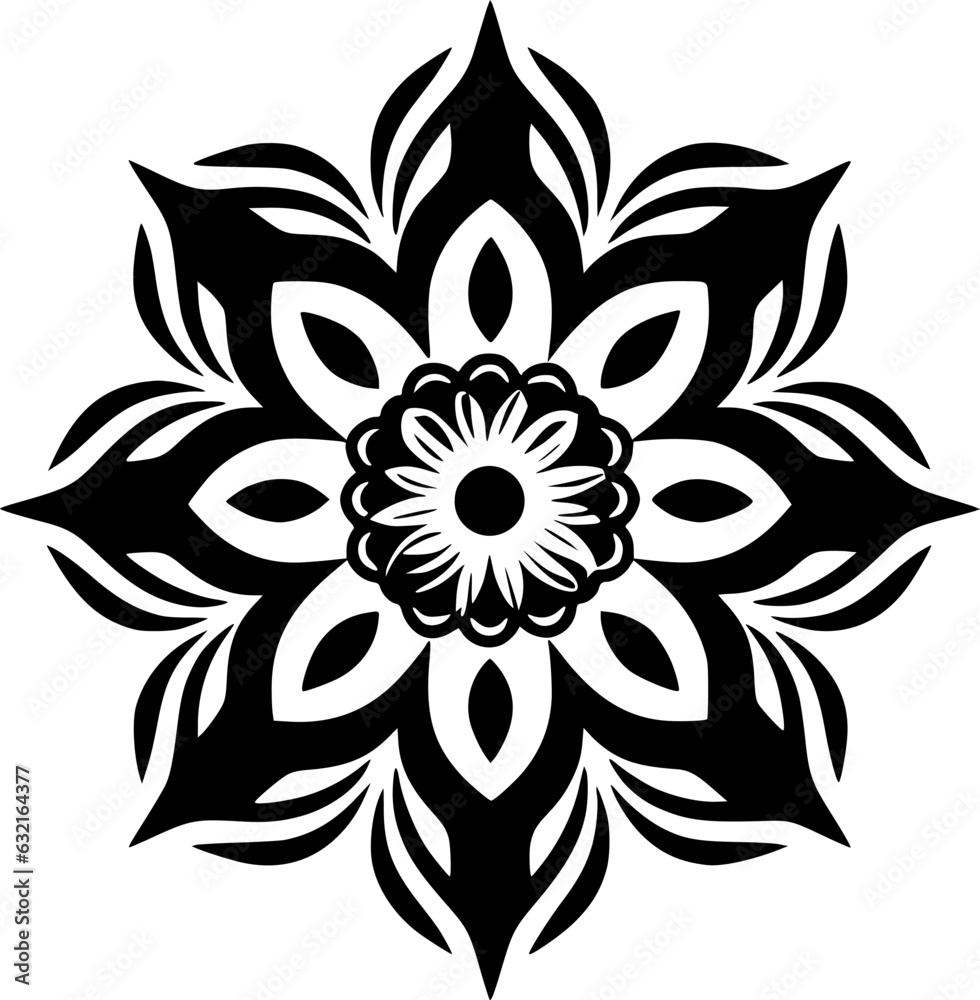 Mandala - Black and White Isolated Icon - Vector illustration Mandala - Black and White Isolated Icon - Vector illustration