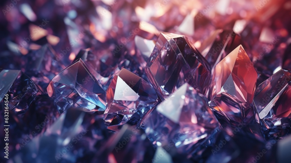 Crystalline background with glowing edges and reflections. Generative AI