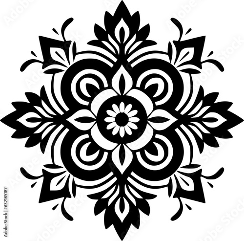 Mandala - Black and White Isolated Icon - Vector illustration