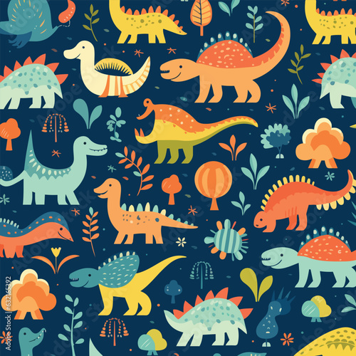 dinosaur vector seamless pattern background