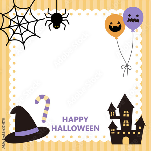 かわいいハロウィンのレース風フレーム　　 秋、ベクター、10月、蜘蛛、ハロウィーン
