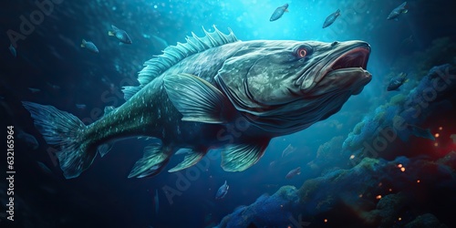 AI Generated. AI Generative. Realistic photo illustration of atlantic cod fish. Fishing underwater wild nautical world. Sea ocean seafood promotion