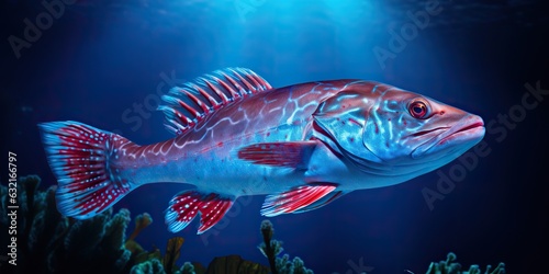 AI Generated. AI Generative. Realistic photo illustration of atlantic cod fish. Fishing underwater wild nautical world. Graphic Art © AkimD