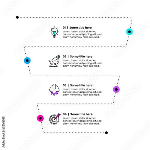 Infographic template. Abstract funnel with line and 4 steps