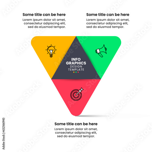 Infographic template. Triangle with 3 steps and icons