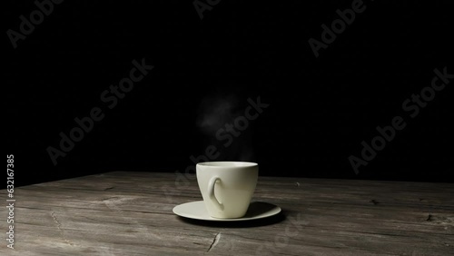 Moscow, Russia - March 12 2023: Cup of coffee on the table