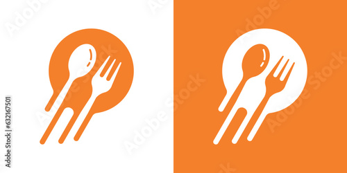 Fork spoon logo design element combined with speed for fast food logo