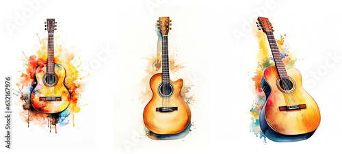 Foto play acoustic guitar music watercolor