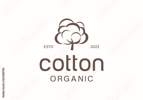 cotton flower silhouette logo design illustration