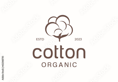 cotton flower silhouette logo design illustration