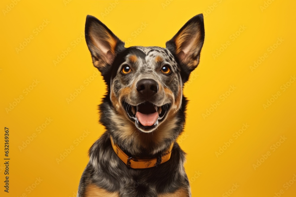 Fototapeta premium cute australian heeler on a color background, AI Generated
