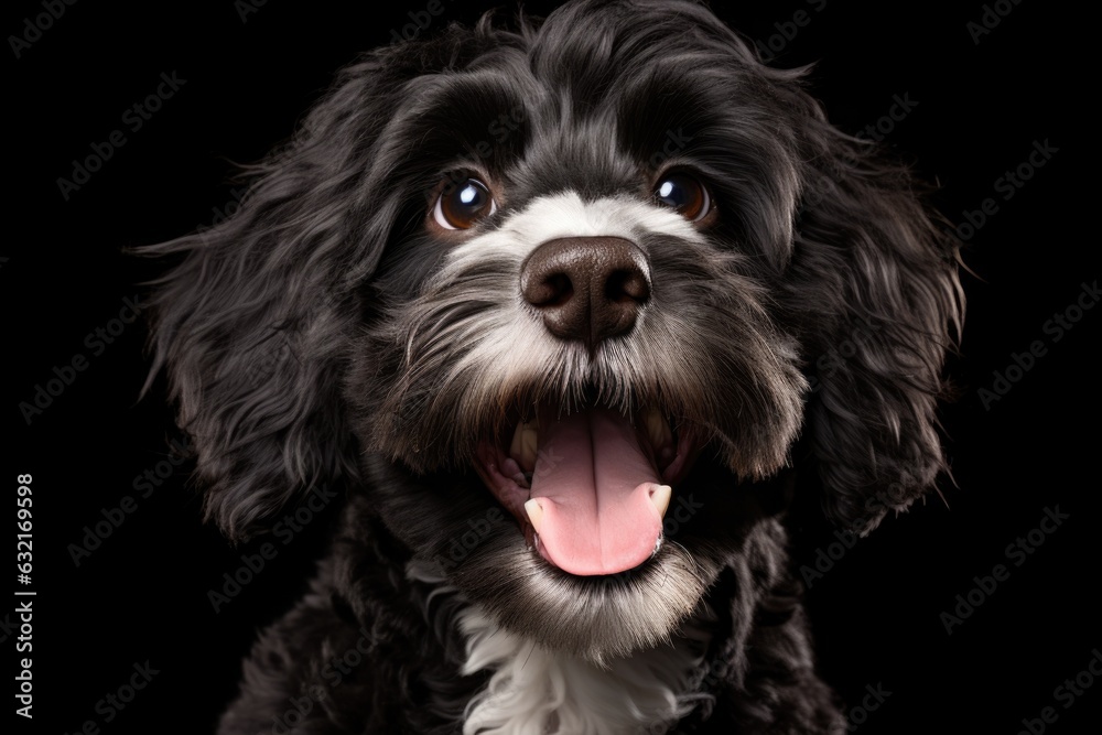 cute dog on black background, AI Generated
