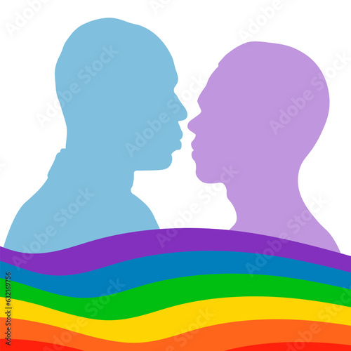 Silhouette of LGBTQ people isolated. Silhouette vector stock illustration. Concept of homosexual, gay community, tolerant LGBTQ society.