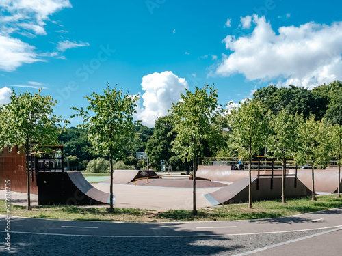 Kaunas, Lithuania - 07 26 2023: Modern sports ground in the park in the center of Kaunas photo