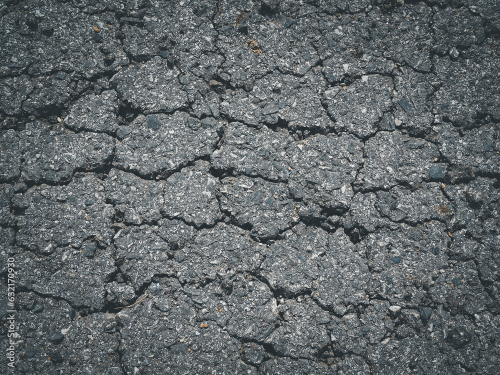 Asphalt road that is cracked or damaged from old Asphalt road that is cracked or damaged from old